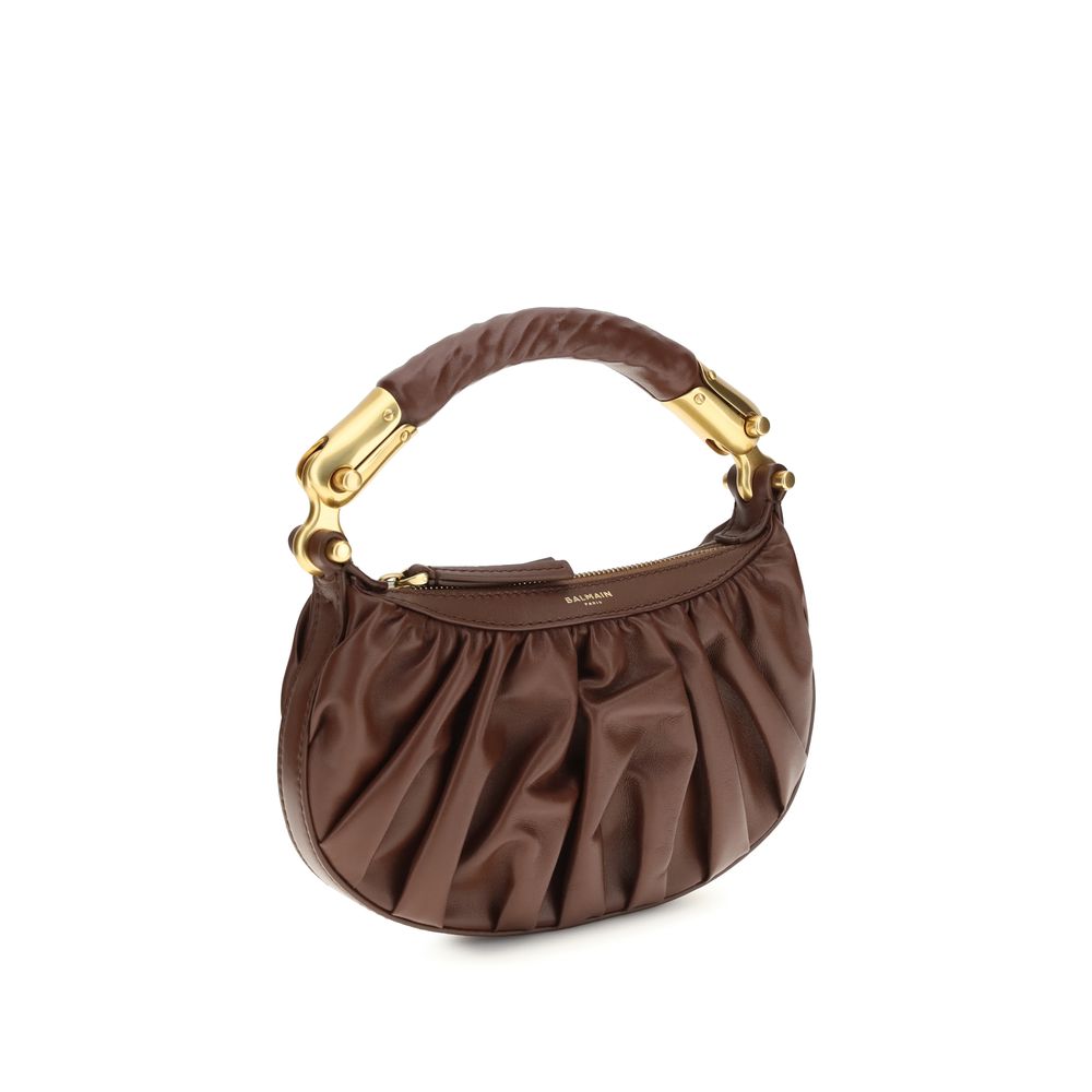 Balmain Brown Calf Leather Shoulder Bag