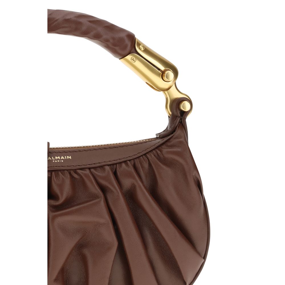 Balmain Brown Calf Leather Shoulder Bag