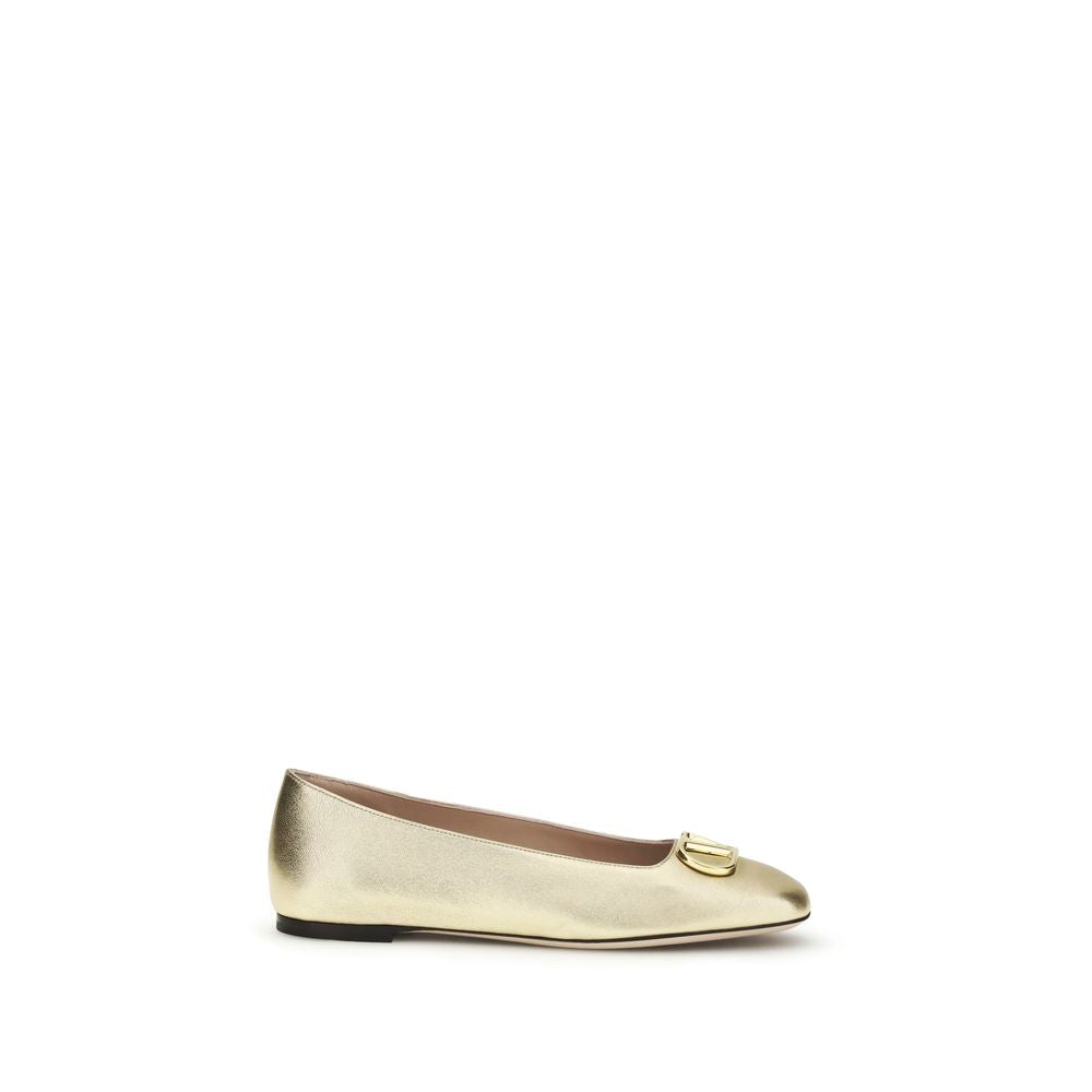 Valentino Garavani Gold Napa Leather / Calf Ballet Flats