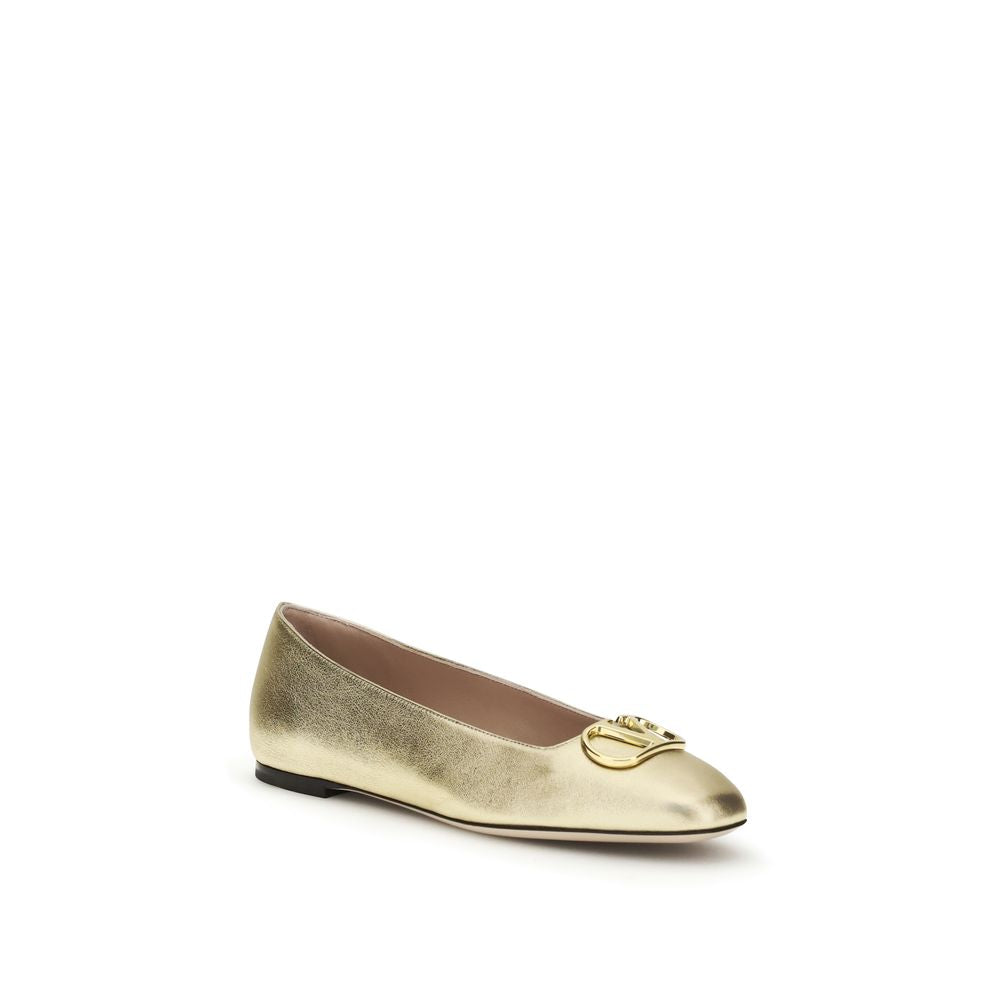Valentino Garavani Gold Napa Leather / Calf Ballet Flats