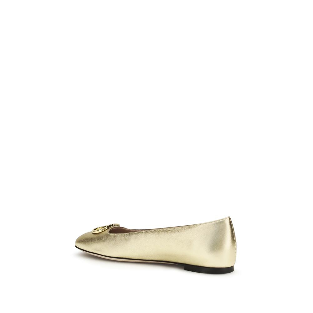 Valentino Garavani Gold Napa Leather / Calf Ballet Flats