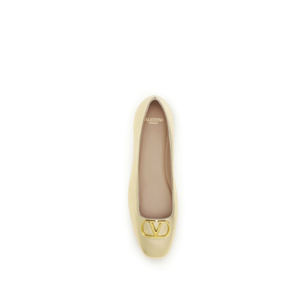 Valentino Garavani Gold Napa Leather / Calf Ballet Flats