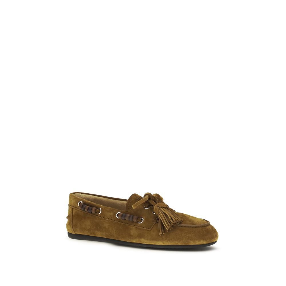 Miu Miu Beige Calf Leather Slip-On Loafers