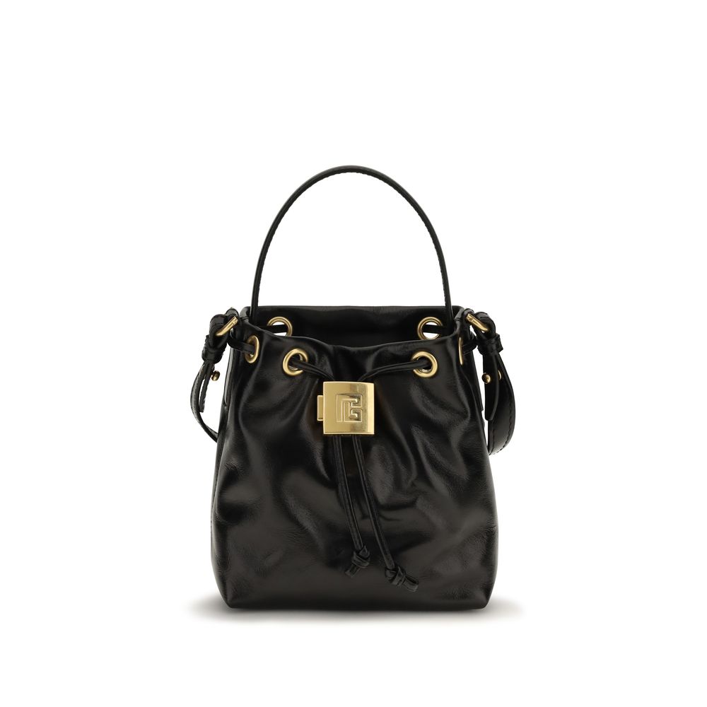 Balmain Black Calf Leather Backet Bag