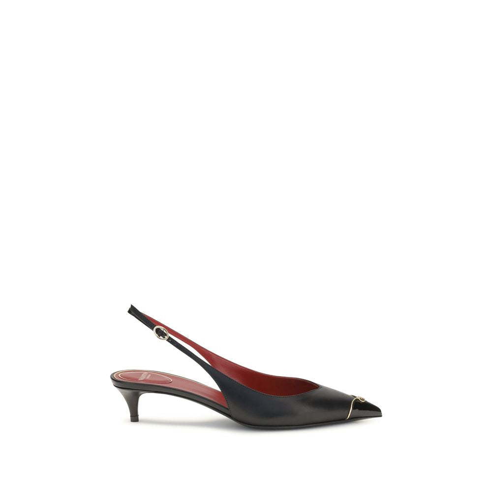 Valentino Garavani Black Calf Leather Mid Heel Pumps