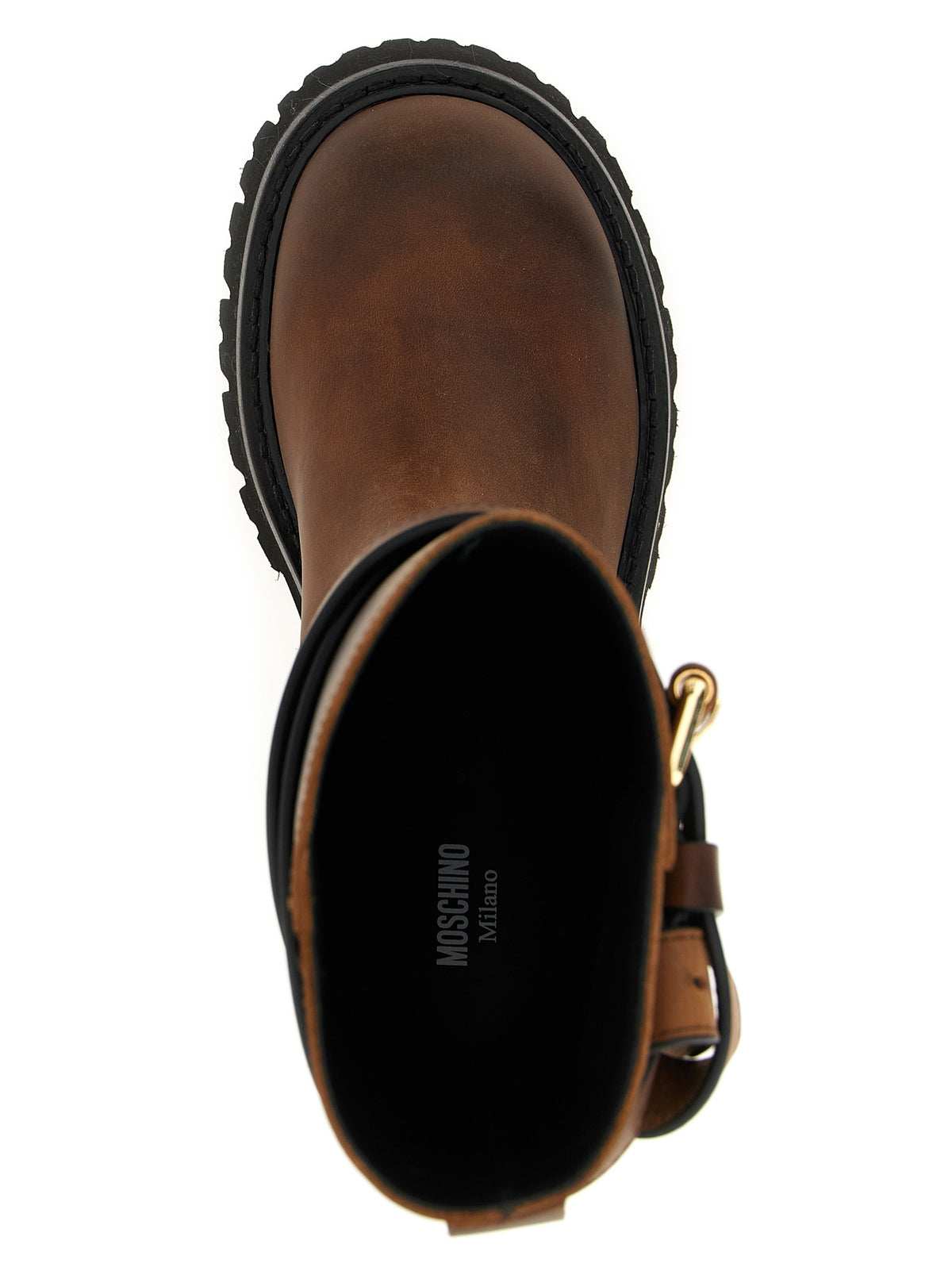 Moschino Brown Velvet Leather Over-the-Knee Boots