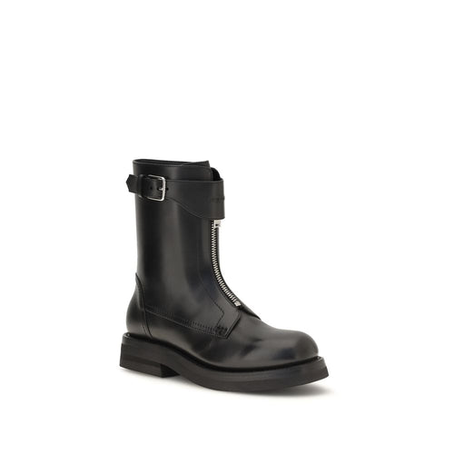 Alexander McQueen Black Calf Leather Lace-Up Boots