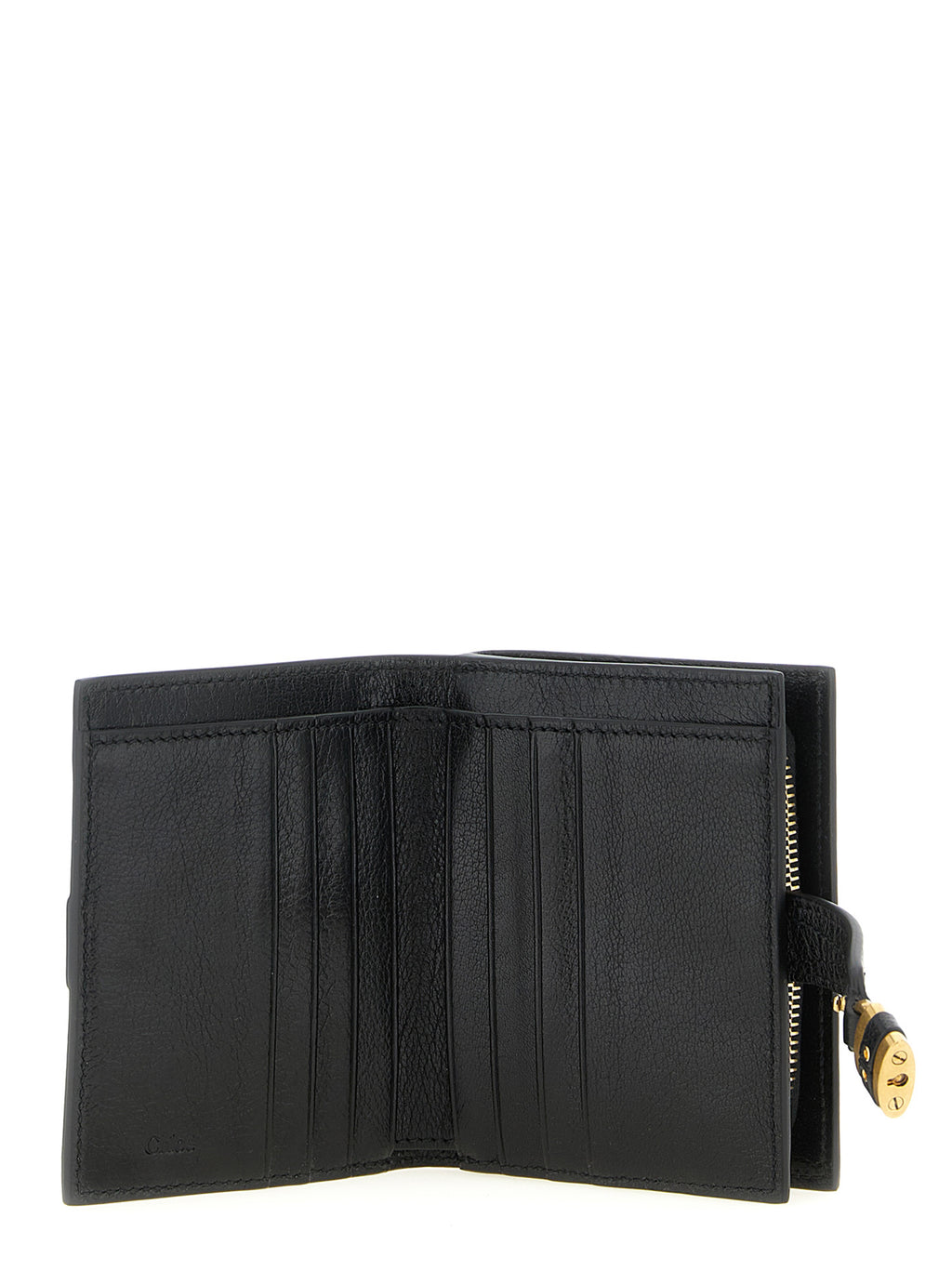 Chloé Paddington Studded Black Buffalo Leather Flap Wallet