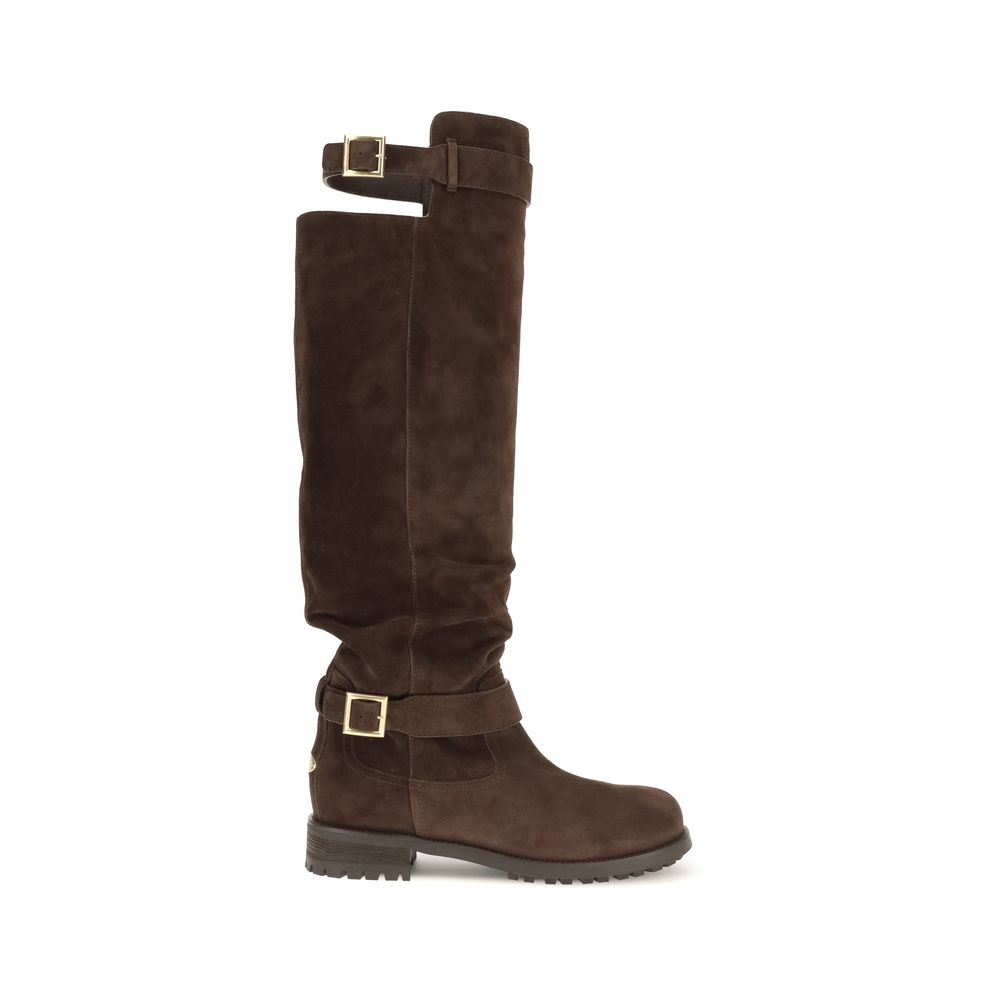 Jimmy Choo Brown Calf Leather Lace-Up Boots