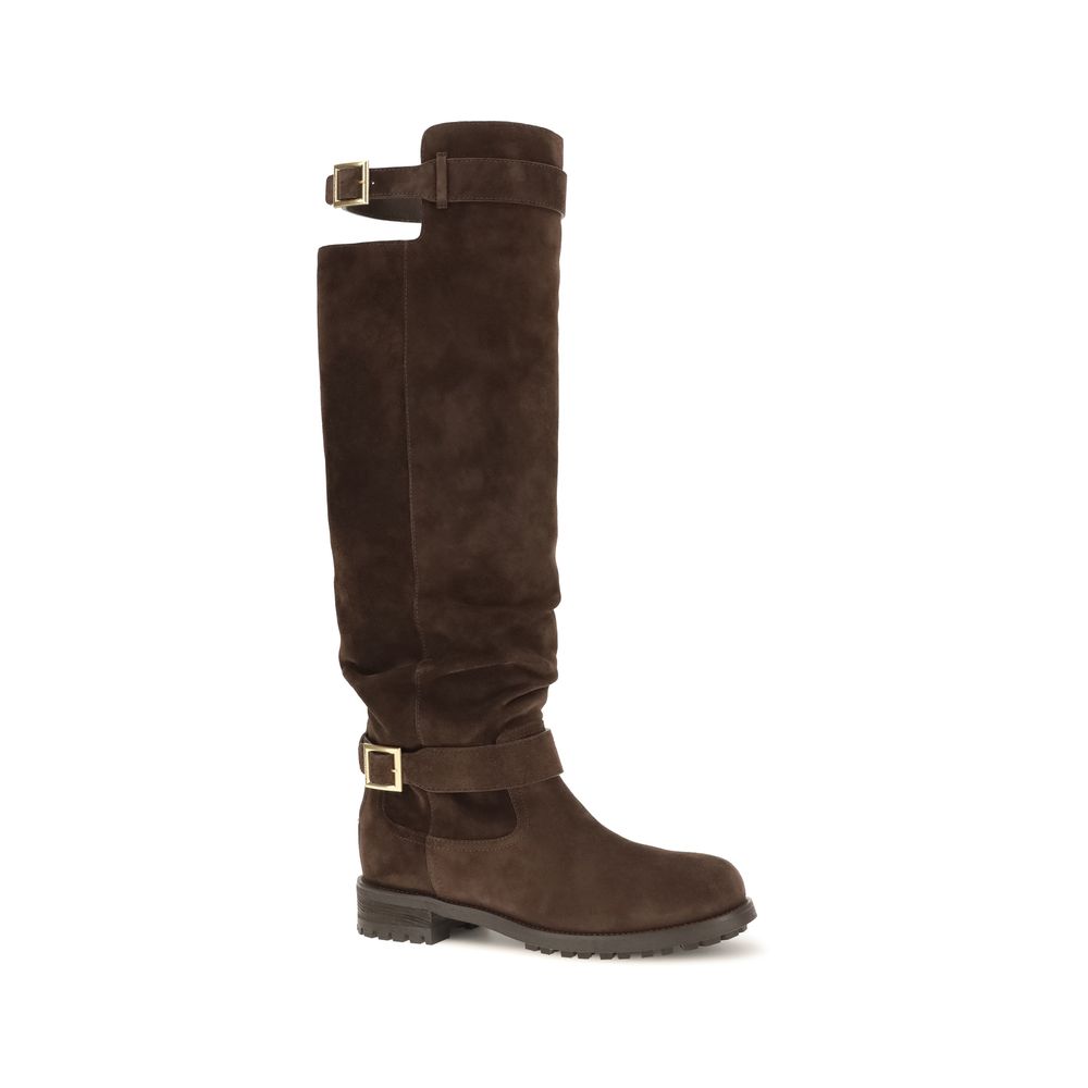 Jimmy Choo Brown Calf Leather Lace-Up Boots