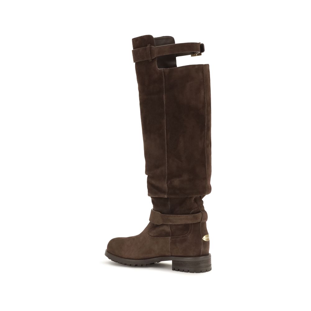 Jimmy Choo Brown Calf Leather Lace-Up Boots