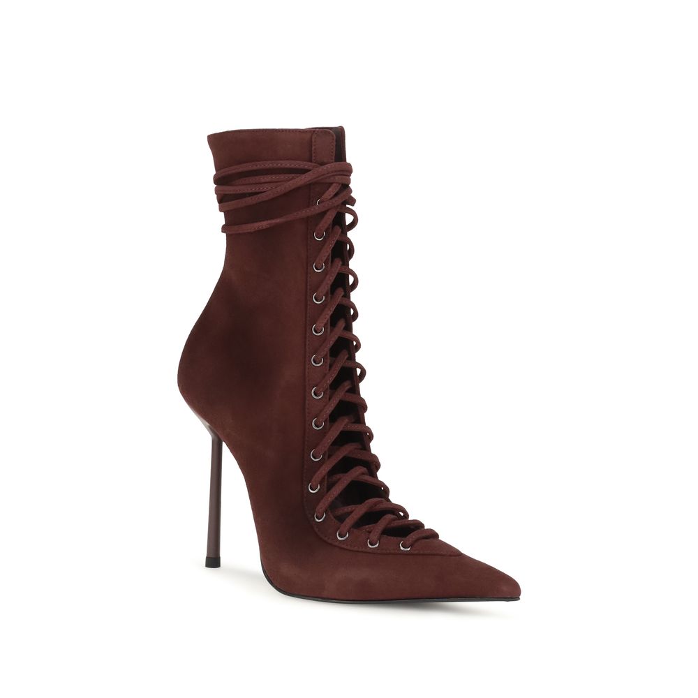 LE SILLA Bordeaux Calf Leather Lace-Up Boots