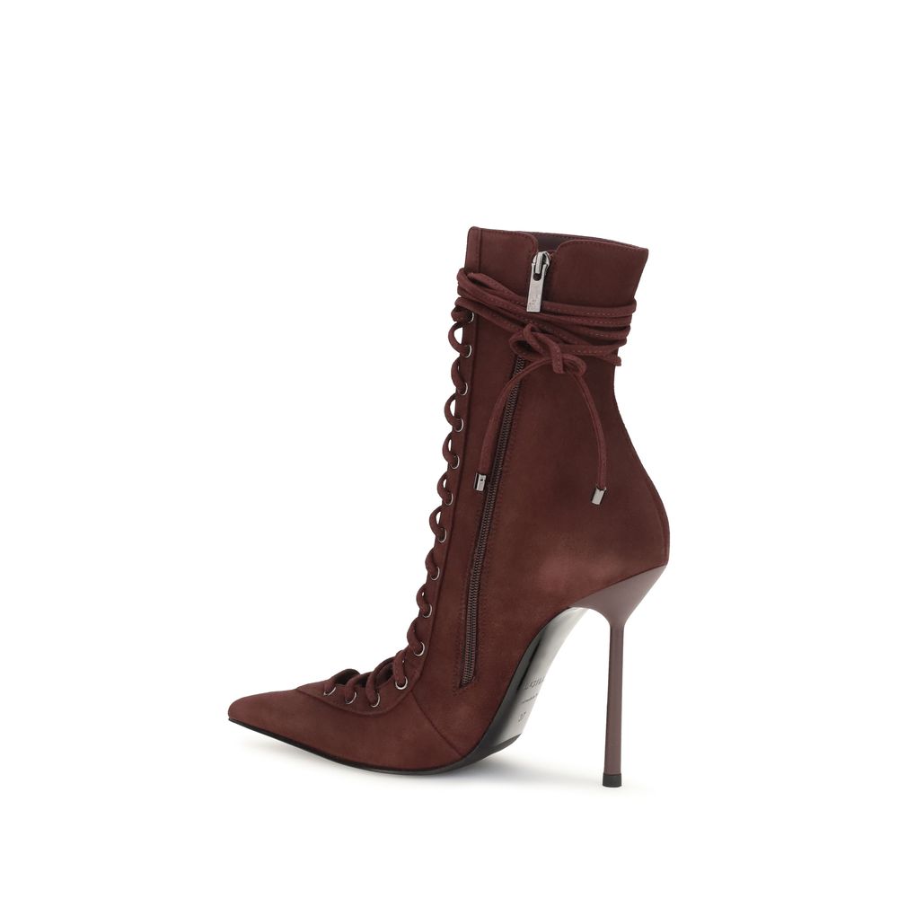 LE SILLA Bordeaux Calf Leather Lace-Up Boots