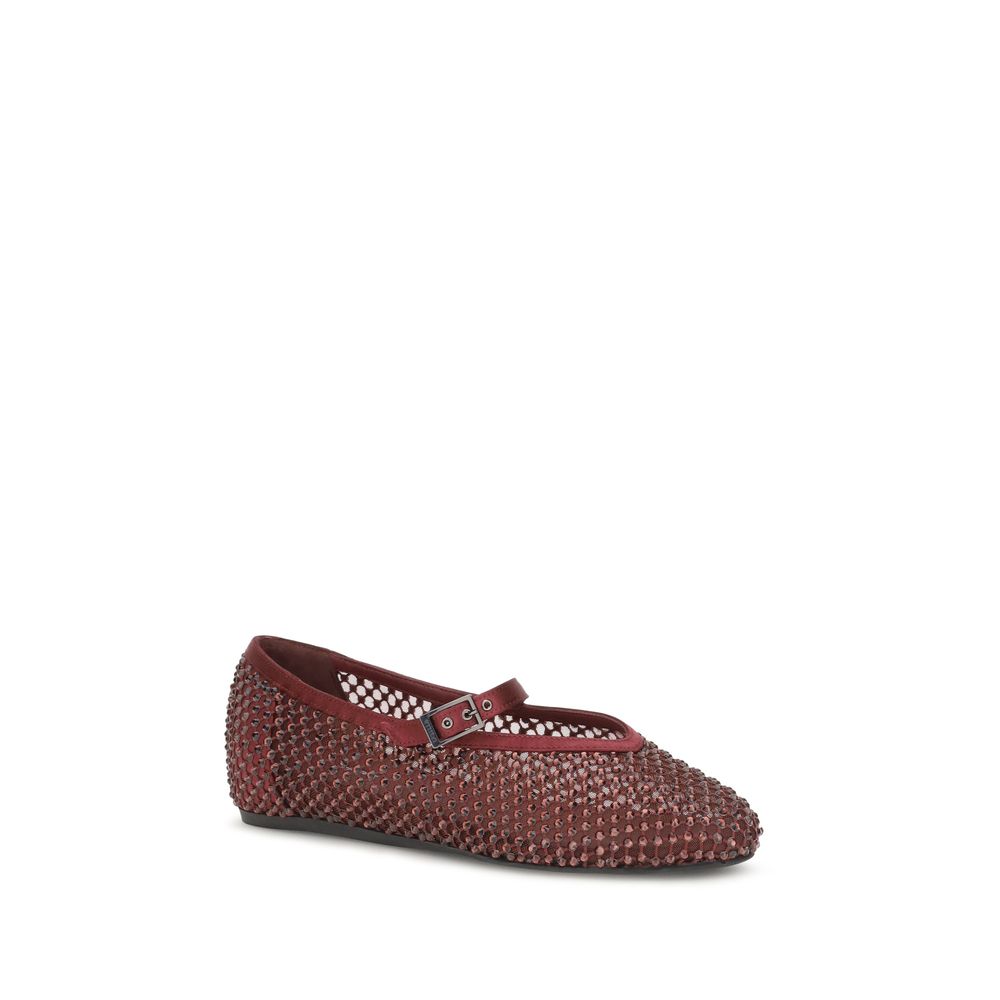 LE SILLA Bordeaux Calf Leather Ballet Flats