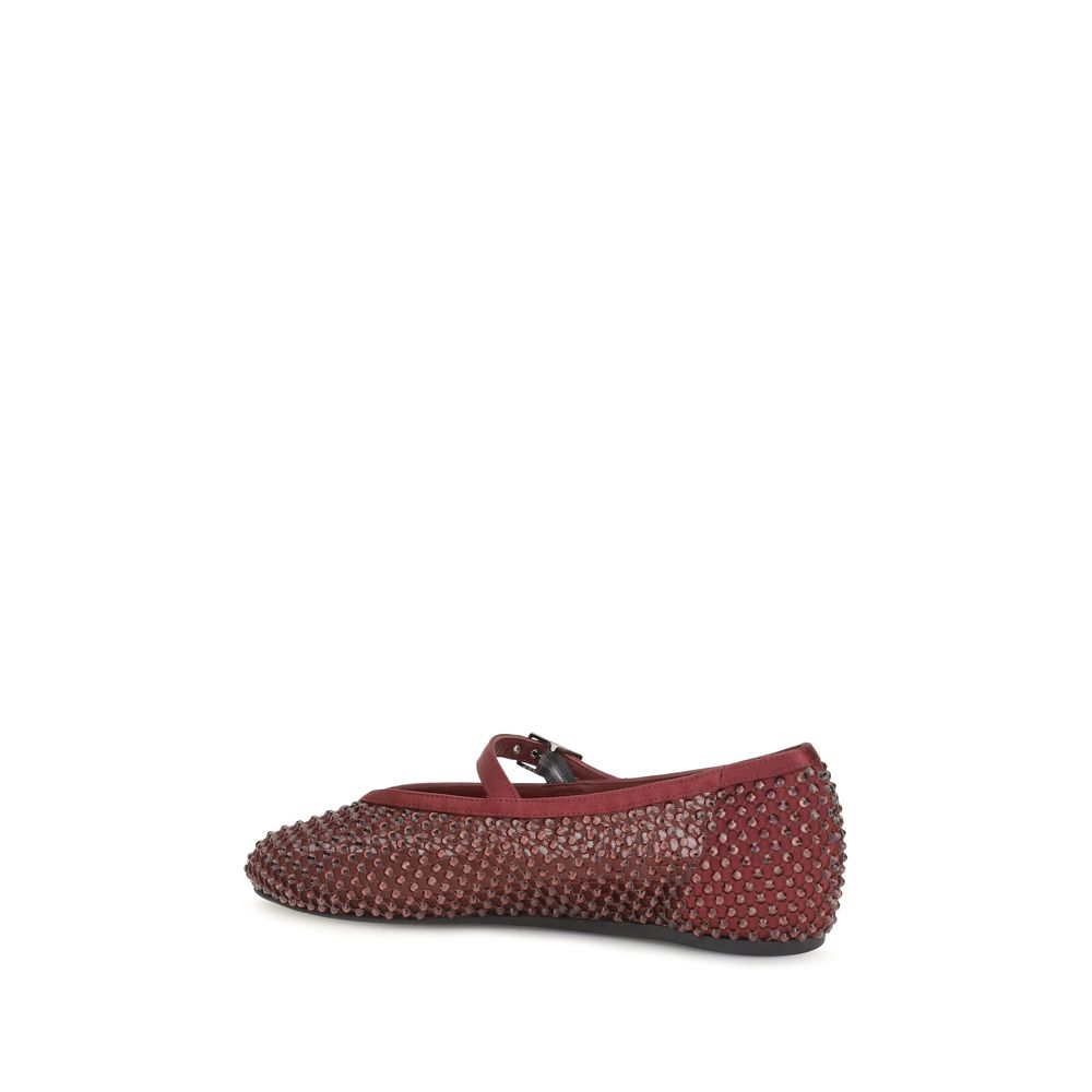 LE SILLA Bordeaux Calf Leather Ballet Flats
