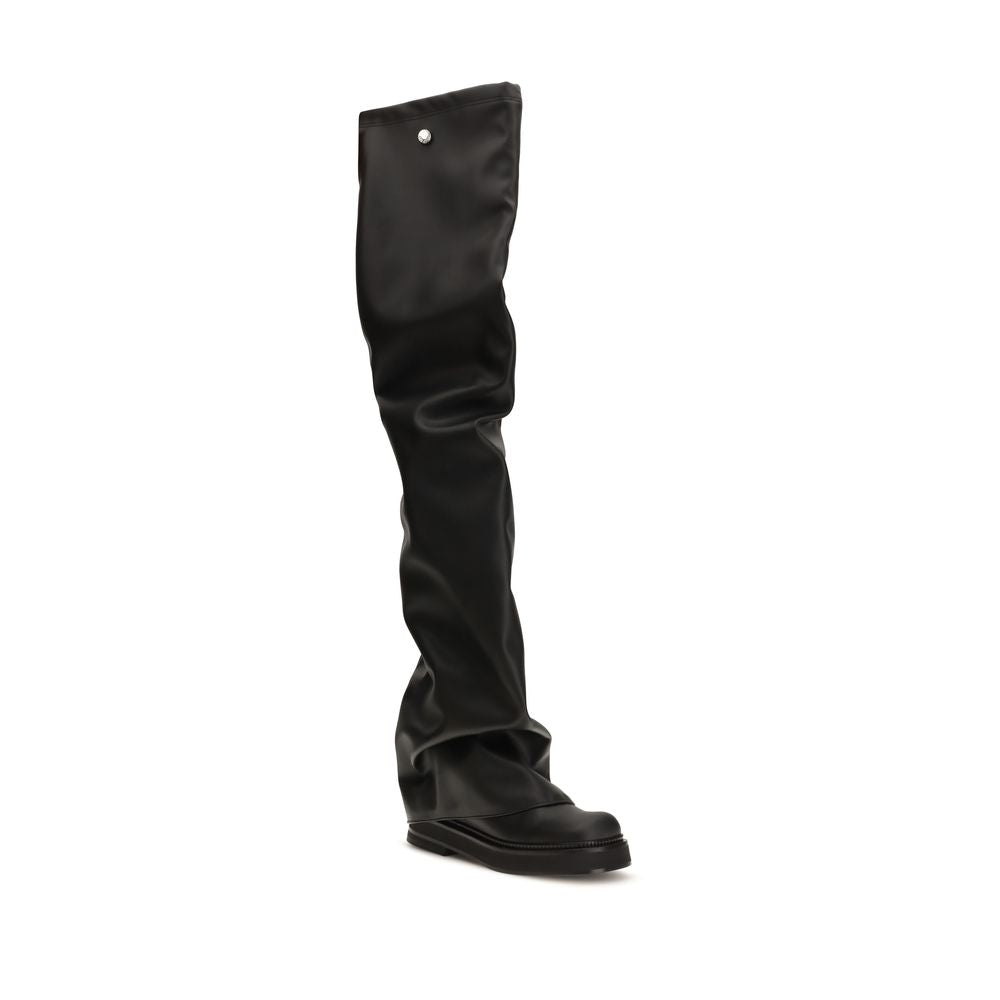 The Attico Black Polyurethane Over-the-Knee Boots