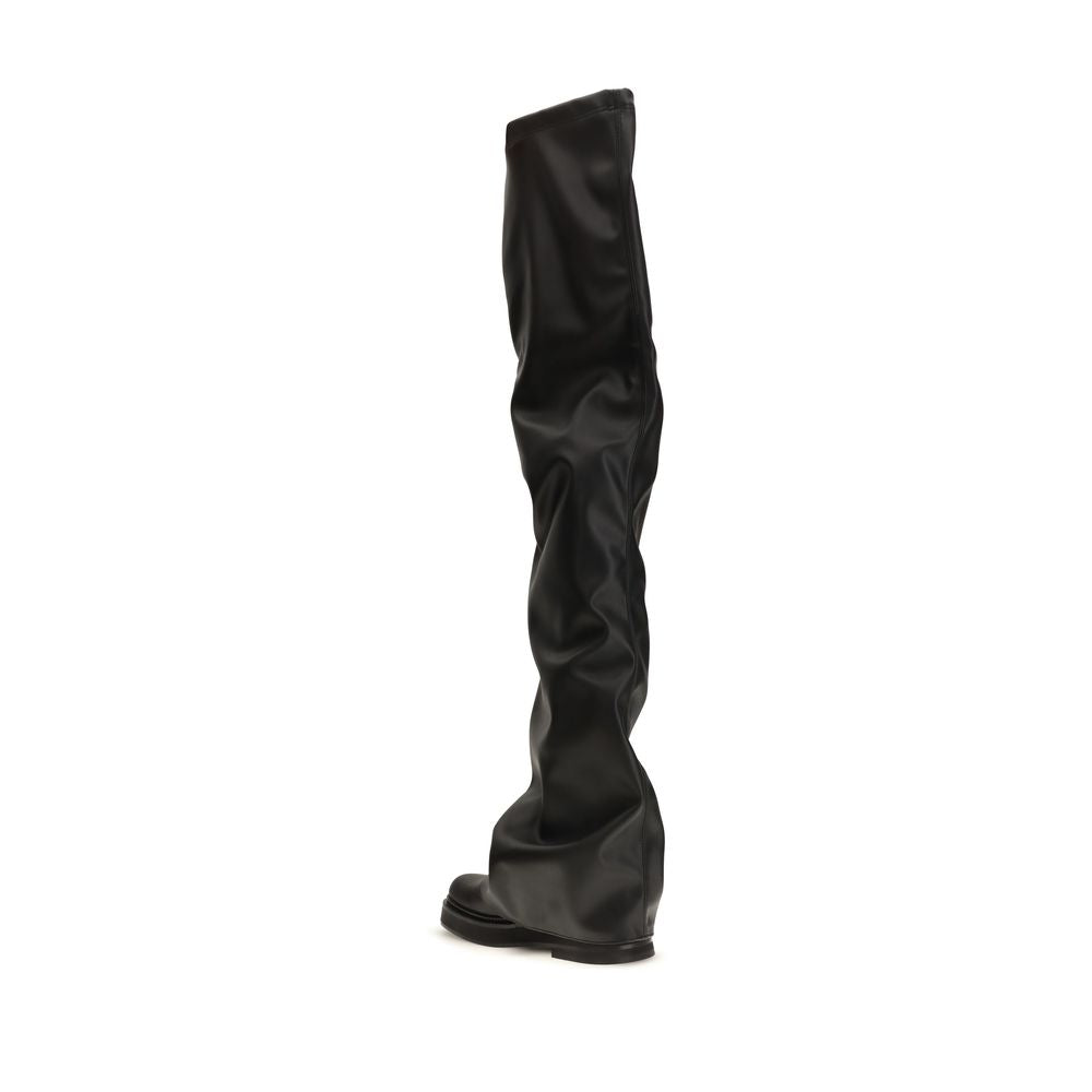 The Attico Black Polyurethane Over-the-Knee Boots