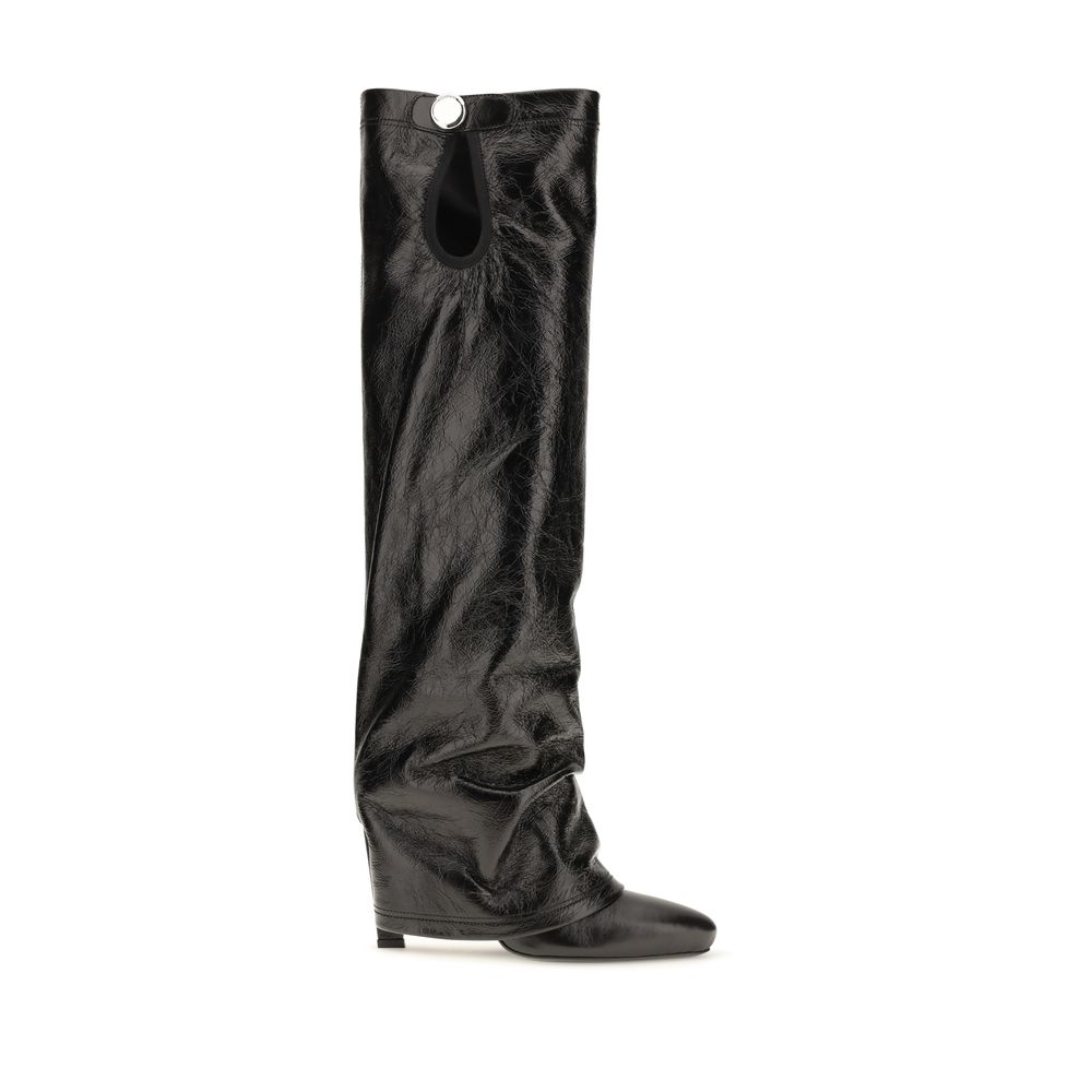 The Attico Black Calf Leather Ankle Boots