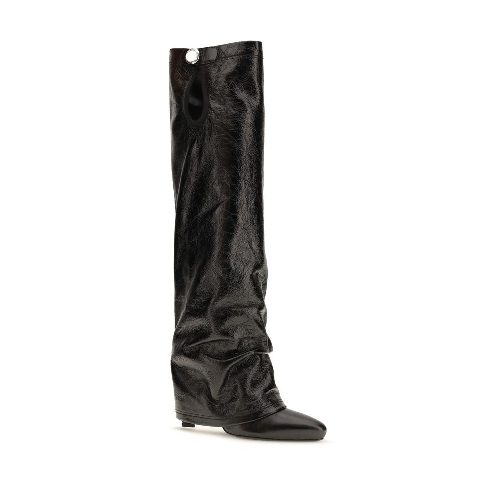 The Attico Black Calf Leather Ankle Boots