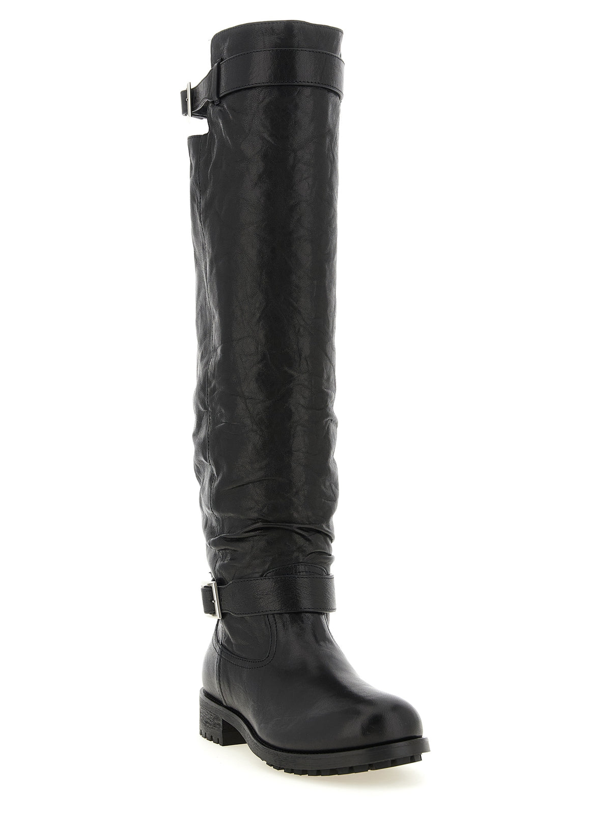 Jimmy Choo Black Leather Over-the-Knee Boots