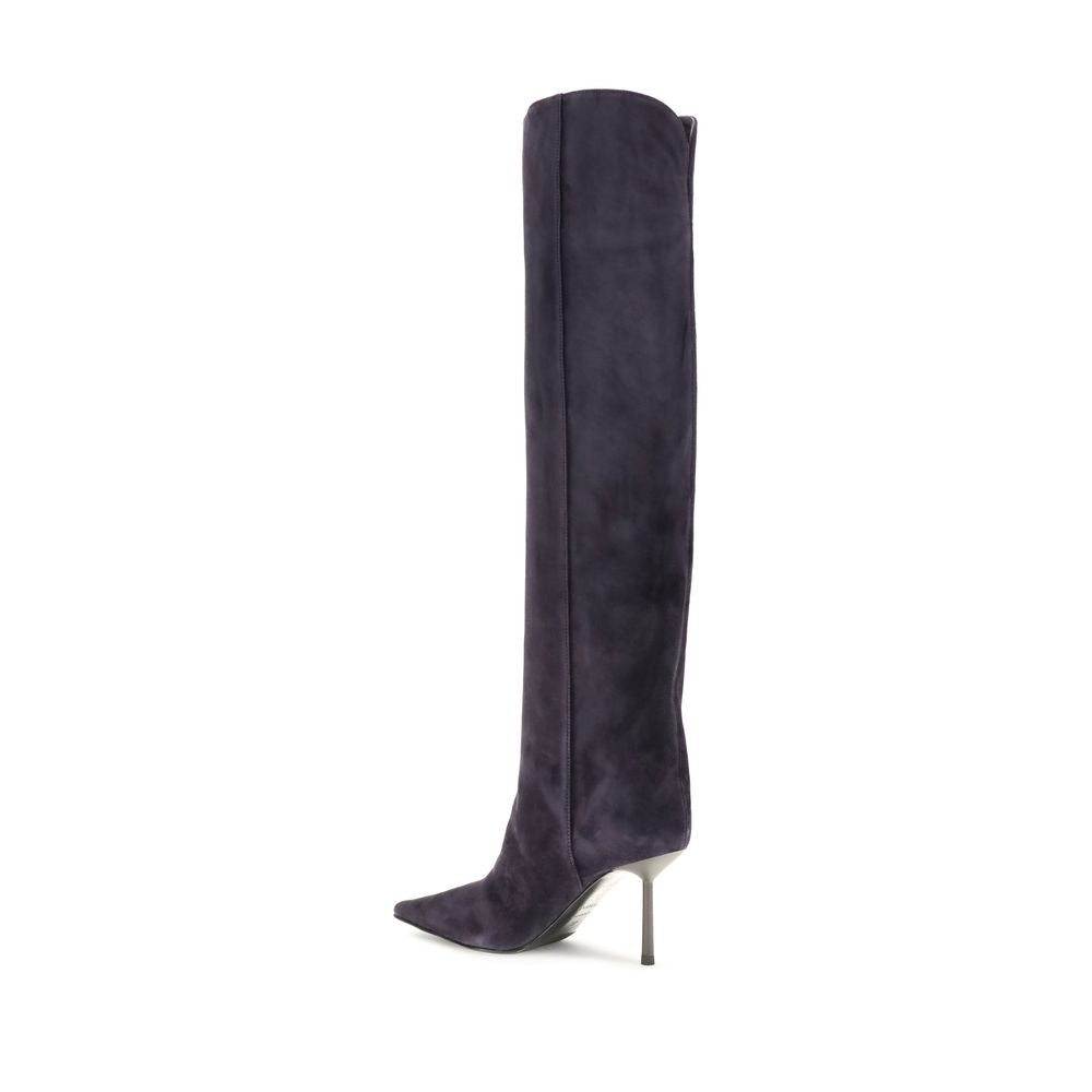 LE SILLA Blue Calf Leather Over-the-Knee Boots