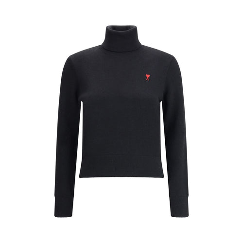 Ami Paris Black Merino Wool Turtleneck
