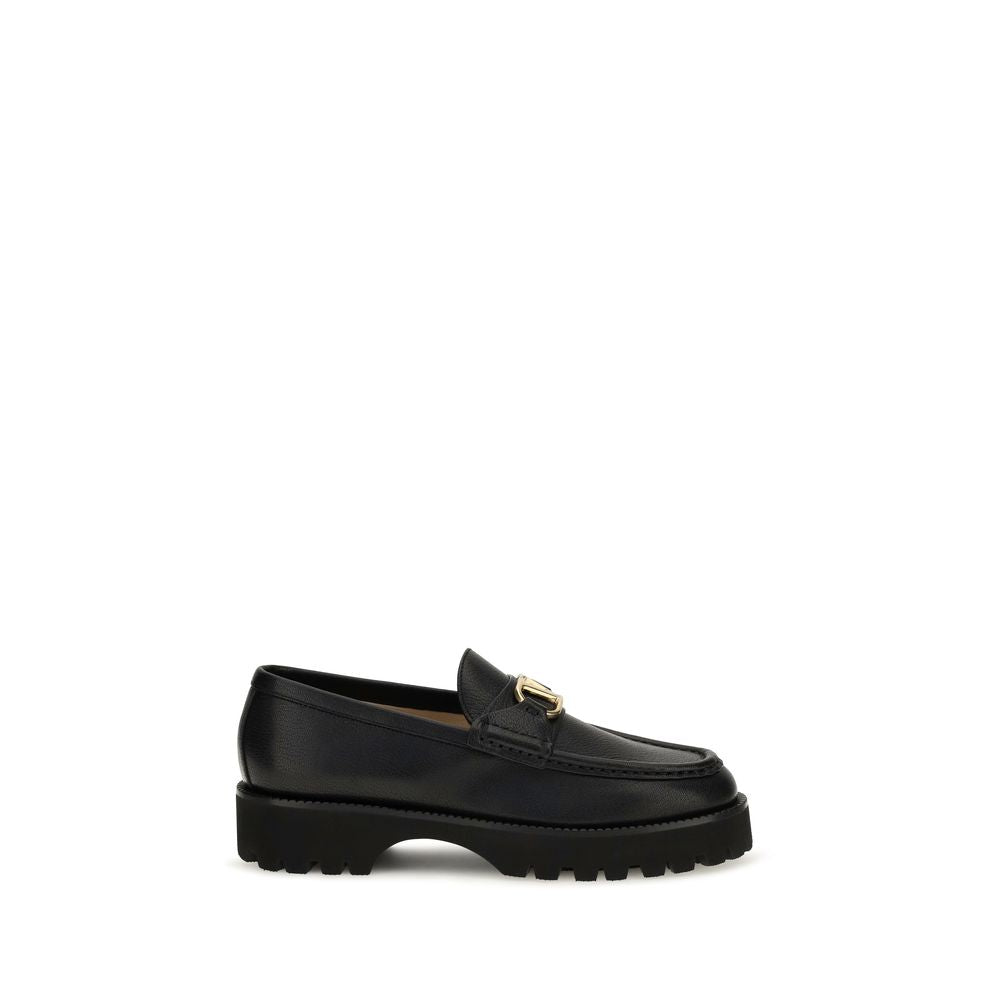 Valentino Garavani Black Calf Leather Platform Loafers