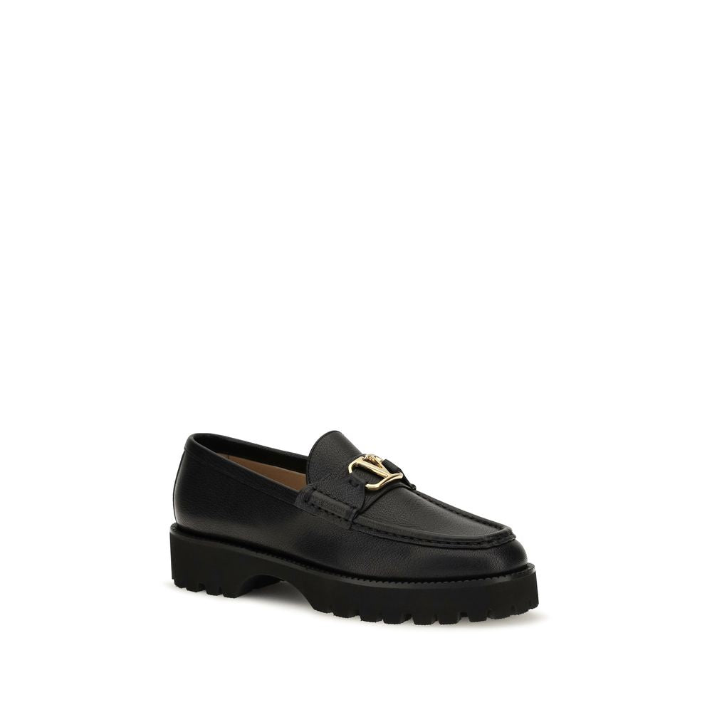 Valentino Garavani Black Calf Leather Platform Loafers