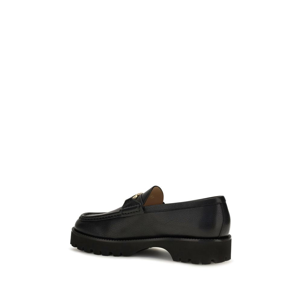 Valentino Garavani Black Calf Leather Platform Loafers