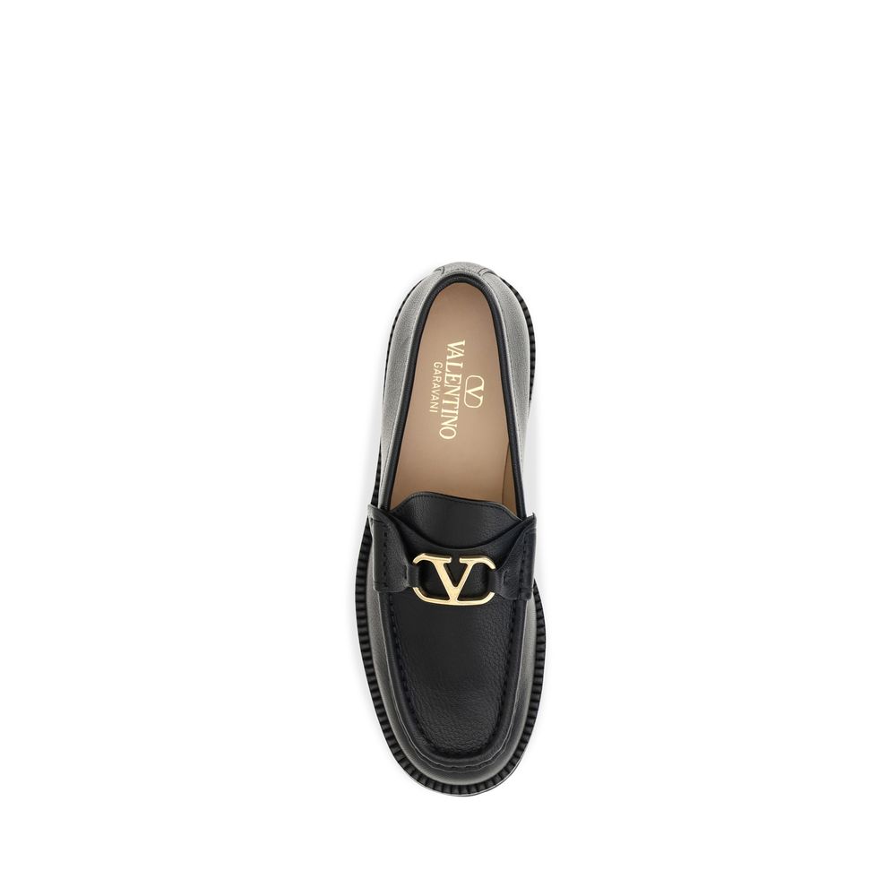 Valentino Garavani Black Calf Leather Platform Loafers