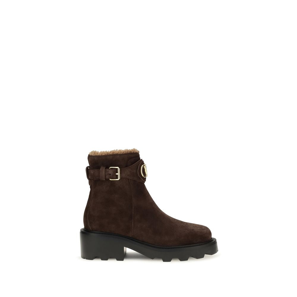 Valentino Garavani Brown Calf Leather Ankle Boots