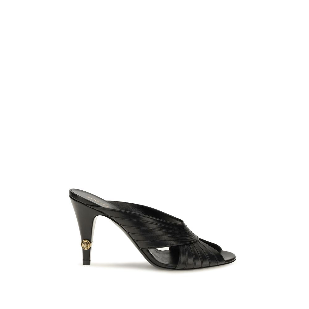 Versace Black Lamb Mules