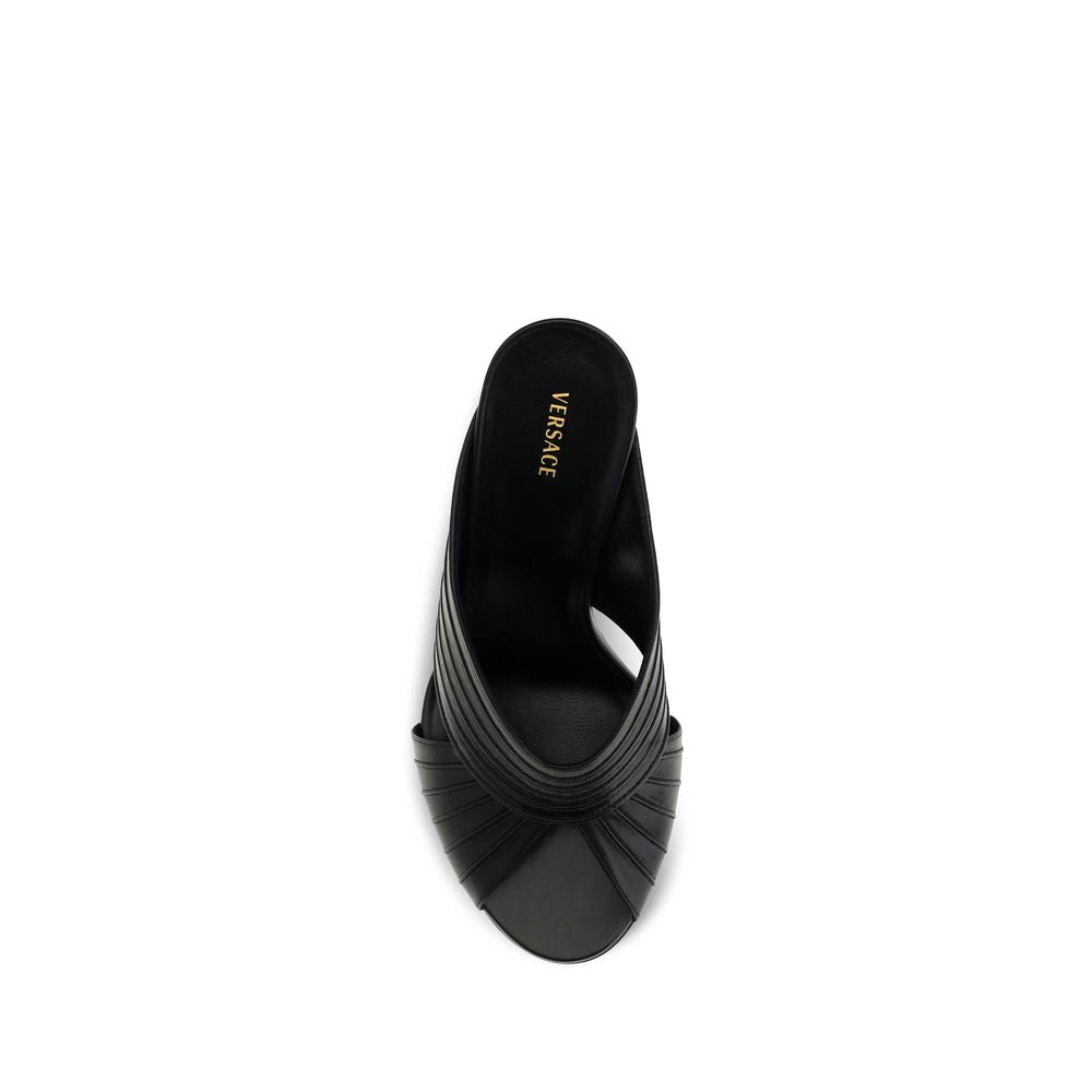 Versace Black Lamb Mules