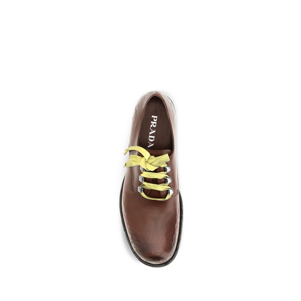 Prada Brown Calf Leather Slip-On Loafers