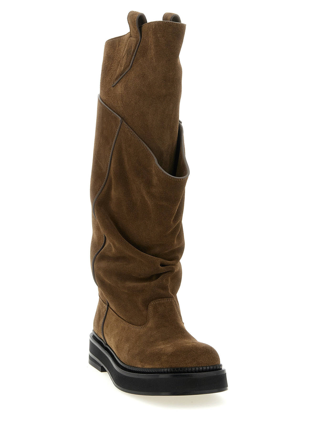 The Attico Brown Calfskin Over-the-Knee Boots
