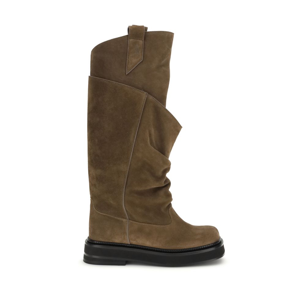 The Attico Brown Calf Leather Lace-Up Boots