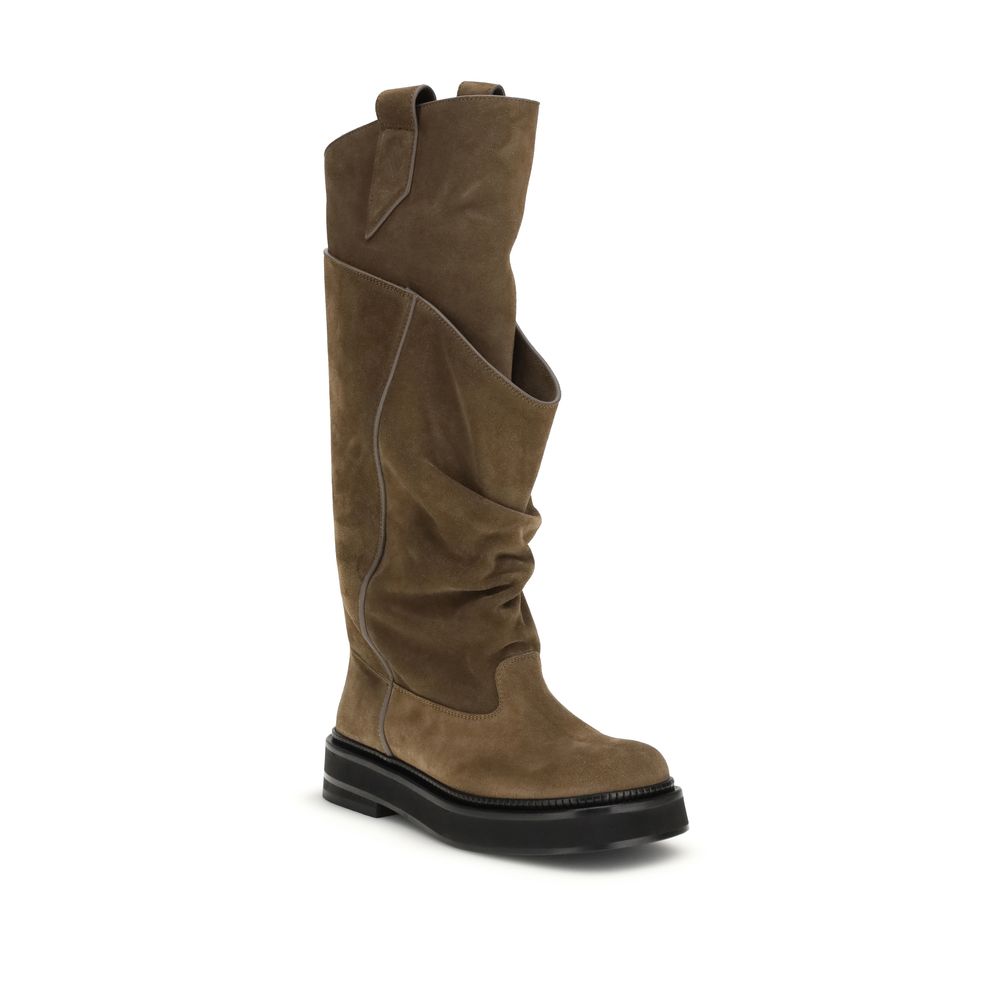 The Attico Brown Calf Leather Lace-Up Boots
