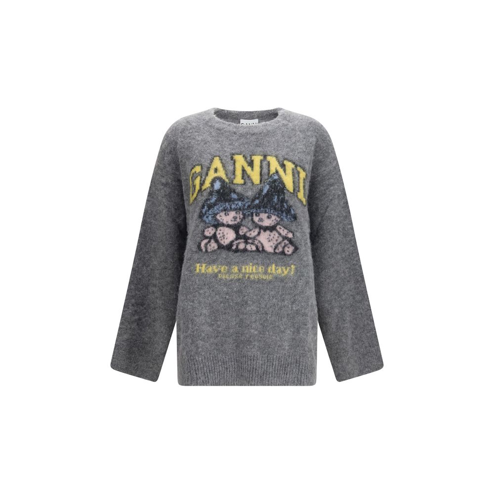 Ganni Gray Alpaca Sweatshirt