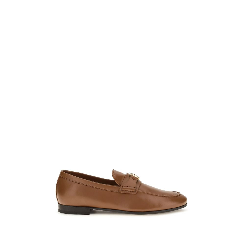 Valentino Garavani Brown Calf Leather Slip-On Loafers