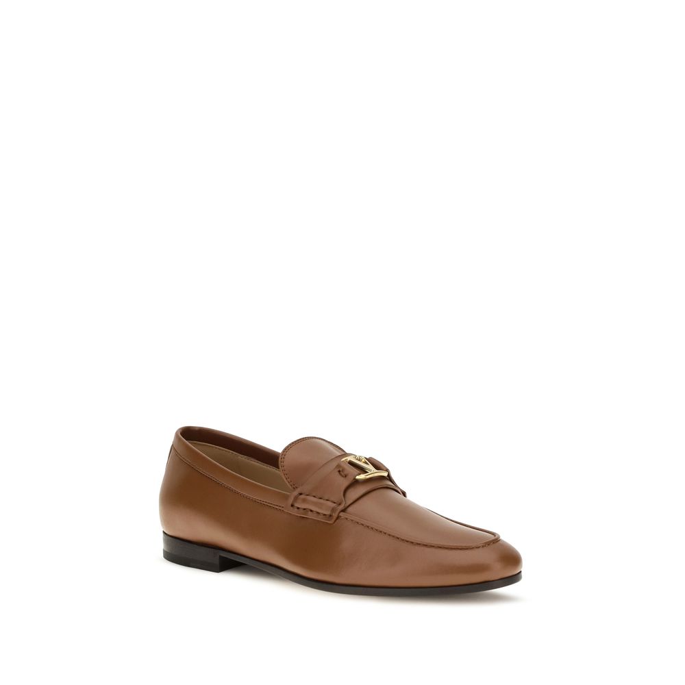 Valentino Garavani Brown Calf Leather Slip-On Loafers