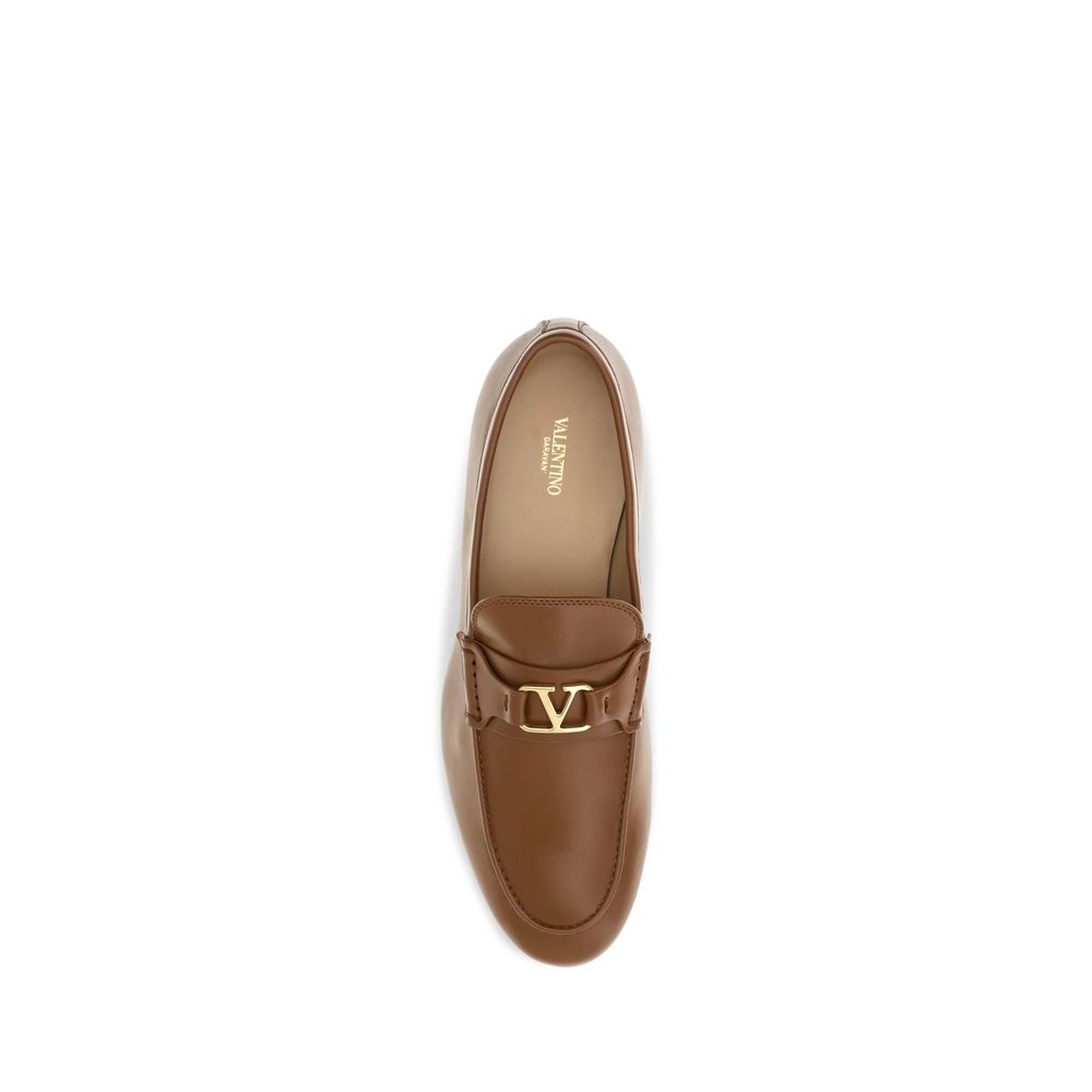Valentino Garavani Brown Calf Leather Slip-On Loafers