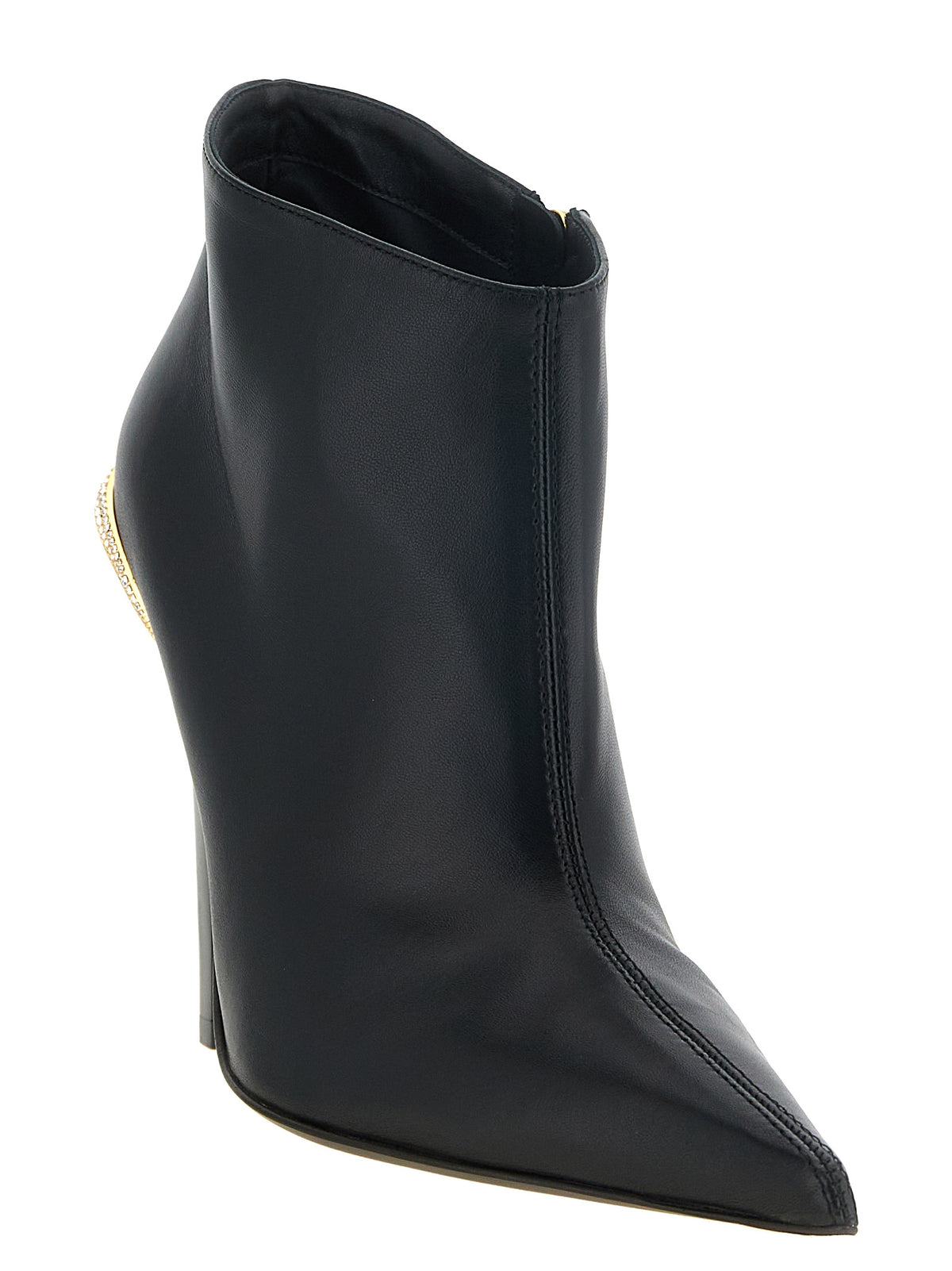 Black Lamb Leather Ankle Boots