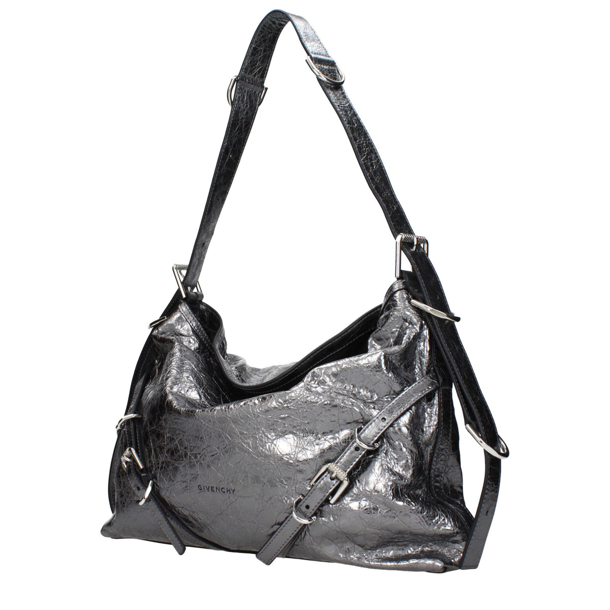 Gray Leather Shoulder Bag