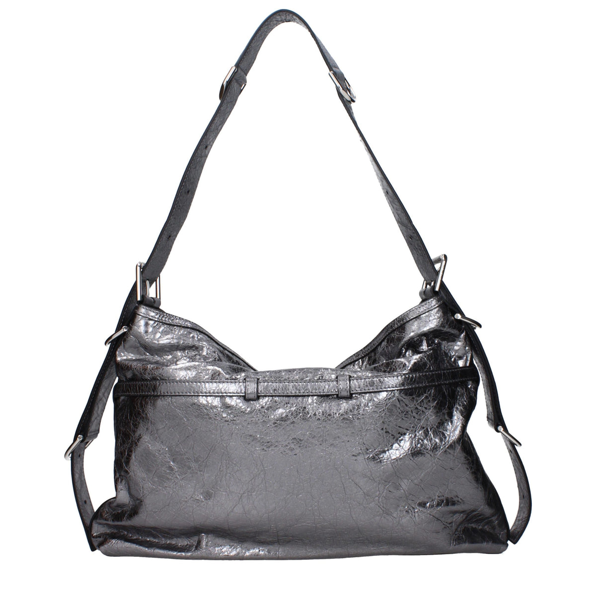 Gray Leather Shoulder Bag
