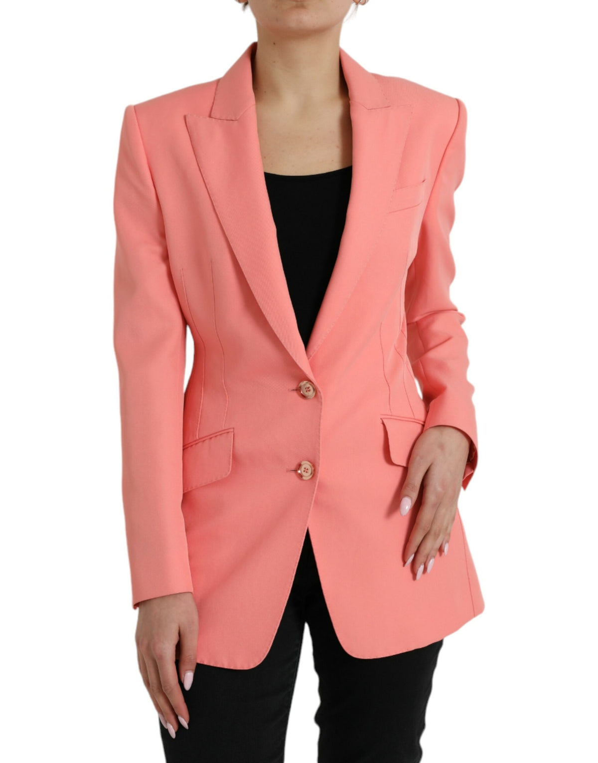 Dolce & Gabbana Pink Polyester Single Breasted Blazer Jacket