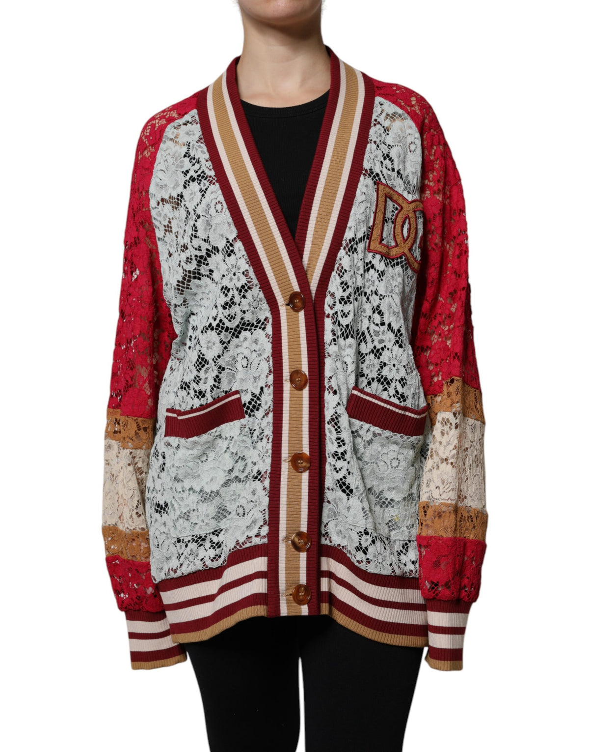 Dolce & Gabbana Multicolor Floral Lace Cardigan Sweater
