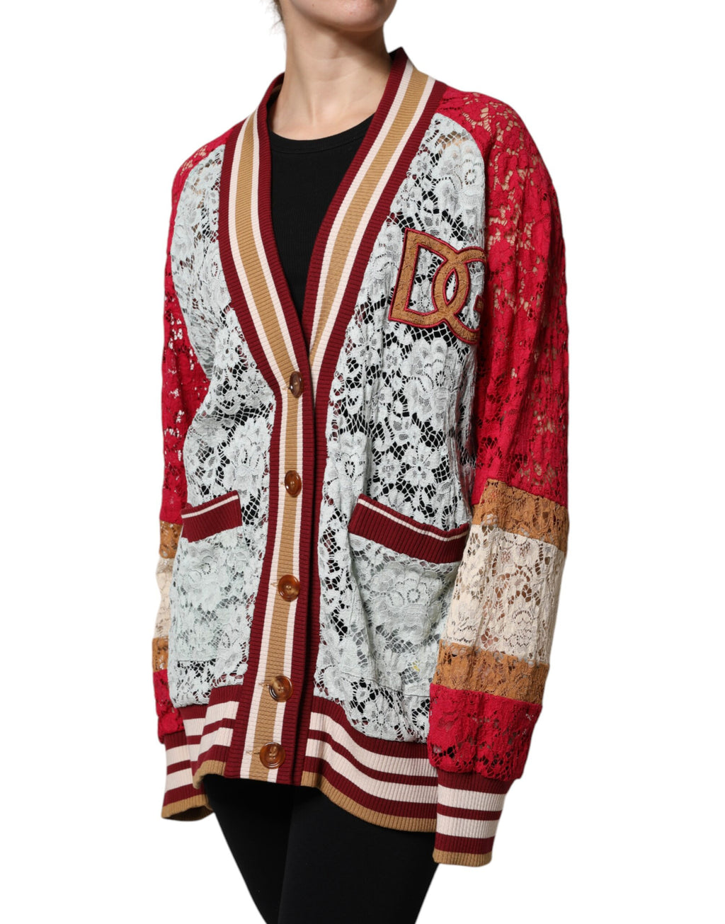 Dolce & Gabbana Multicolor Floral Lace Cardigan Sweater