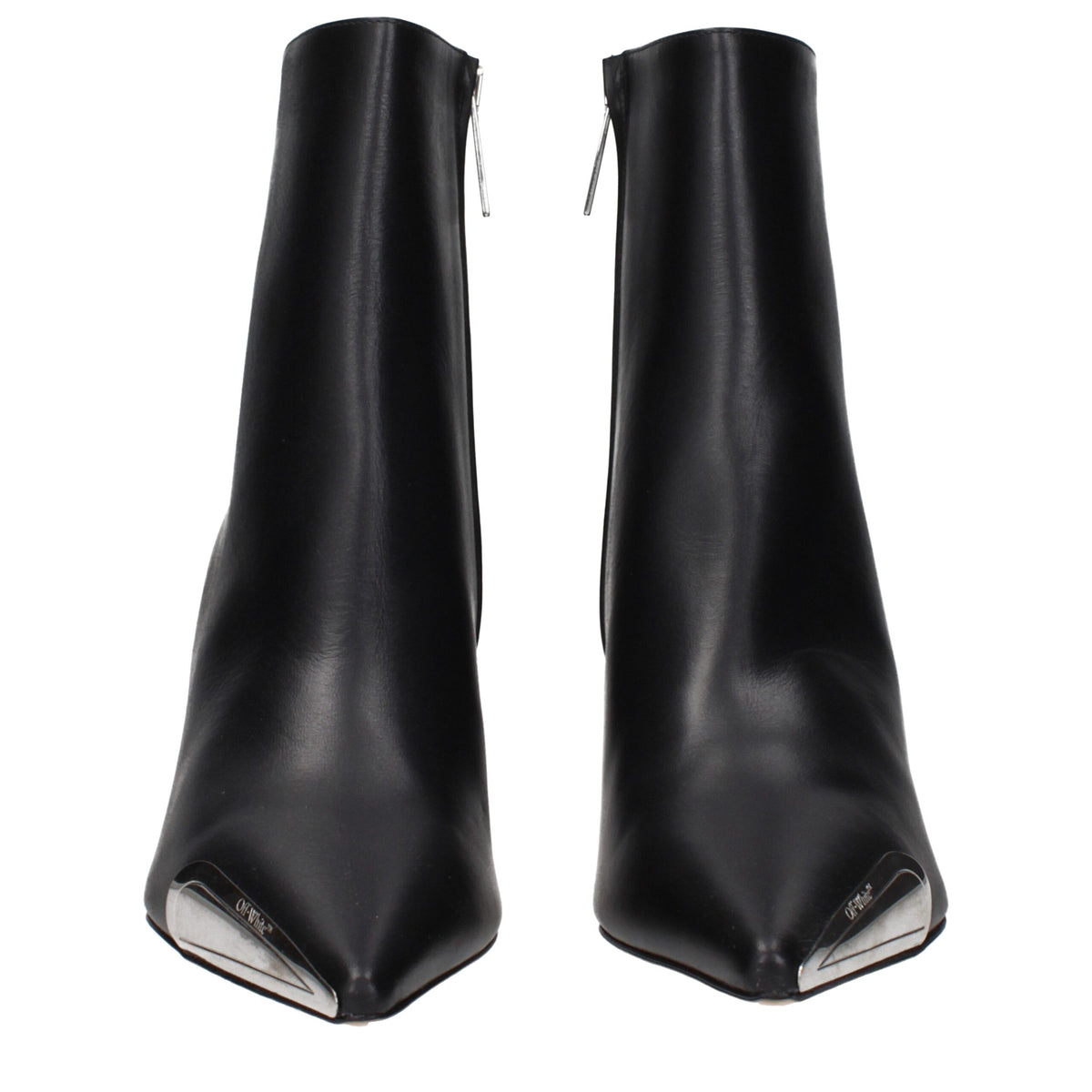Off-White Black Leather Ankle Boots